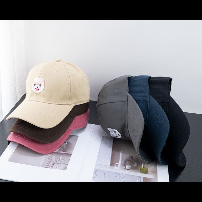 Wholesale Cute Puppy Patch Embroidered Visor Curved Brim Baseball Cap